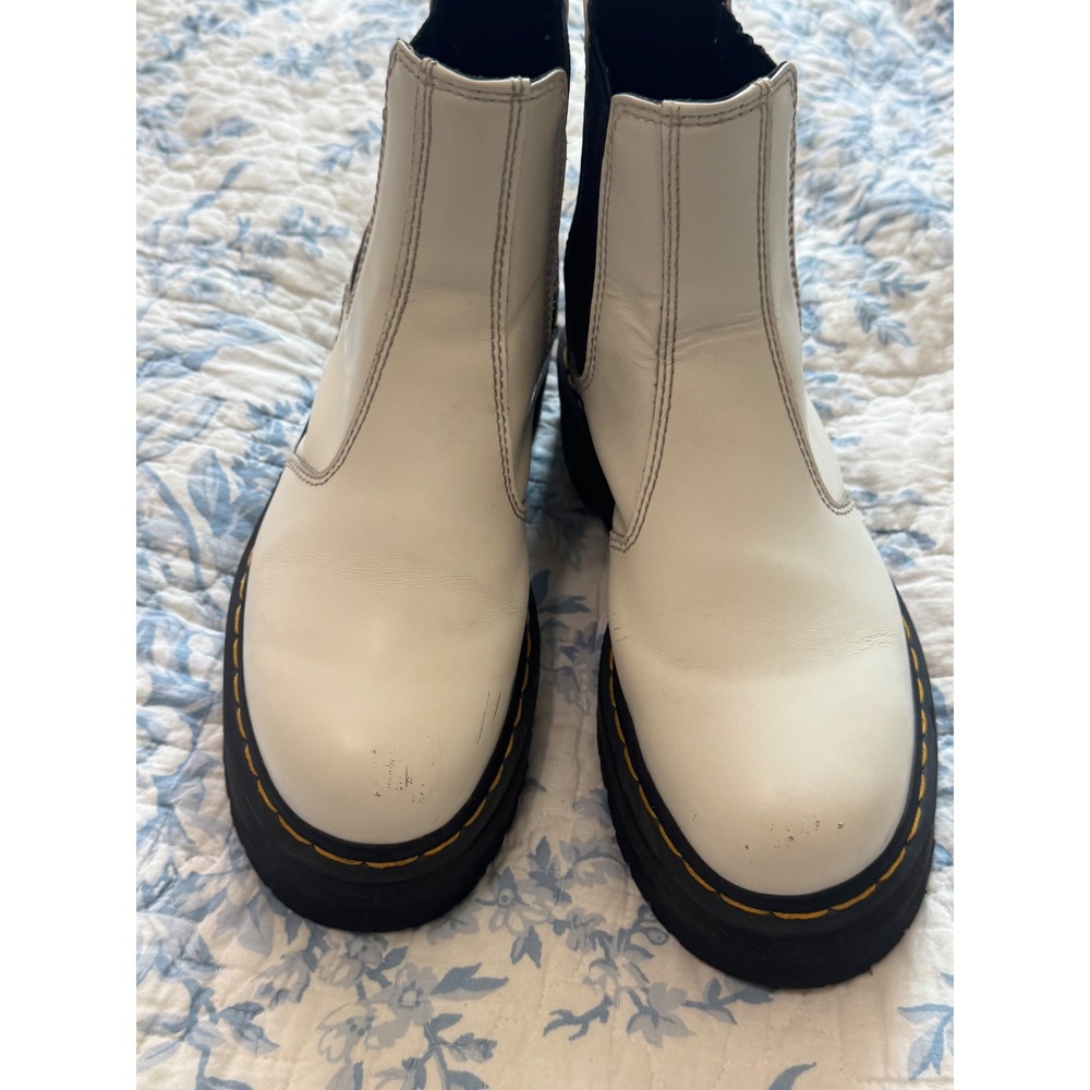 Dr Martens 2976 Quad White Smooth Leather Platform Chelsea Boots Women's US 8 - Picture 10 of 15